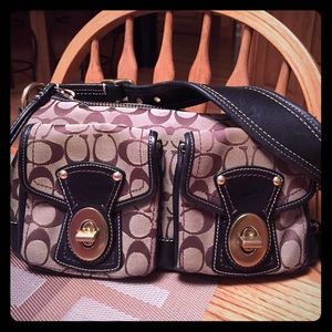 Coach Signature Satchel Bag with two front pockets