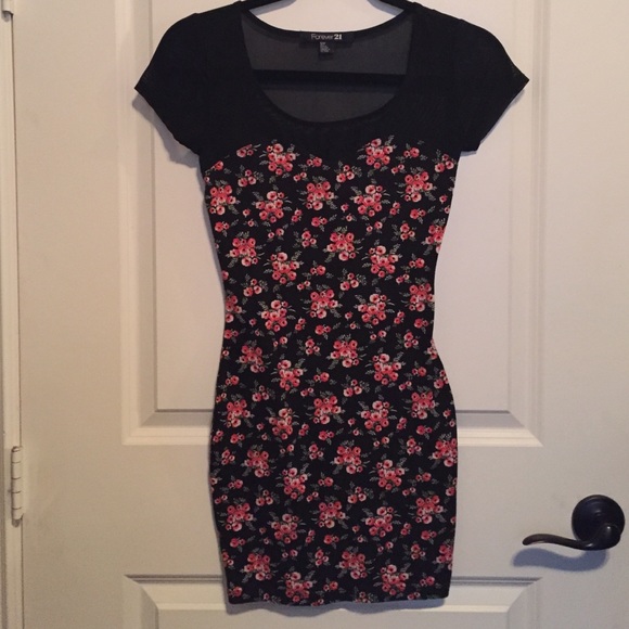 FINAL PRICE! F21 - Floral Print Black Mini Dress