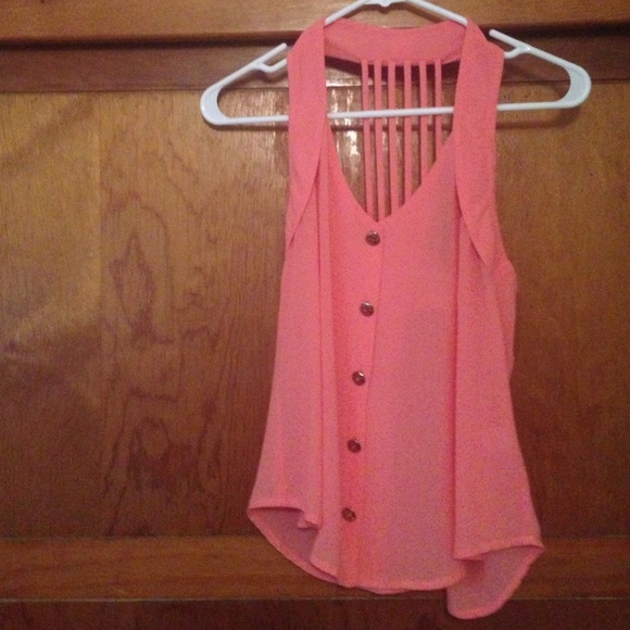 Neon pink strappy top EUC