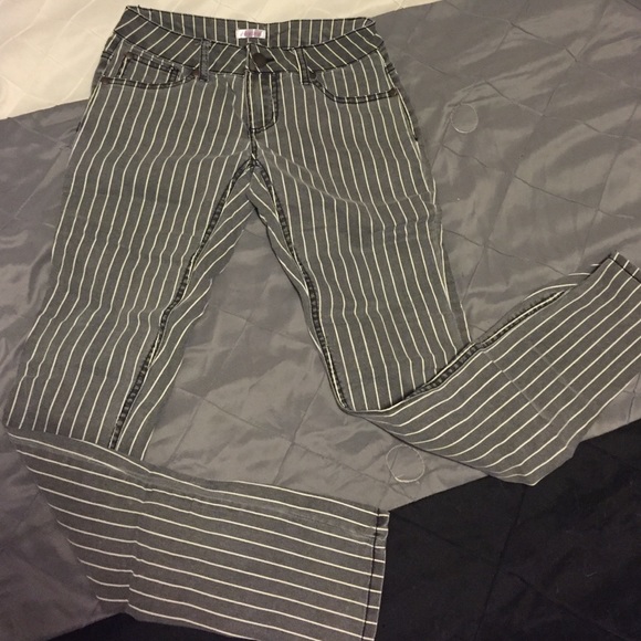 Black and white striped pants