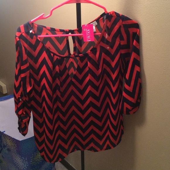 Red and and navy chevron shirt