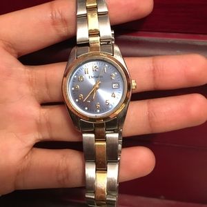 Silver and gold watch