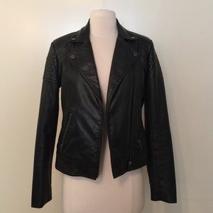 Mural Quilted Shoulder Moto Jacket