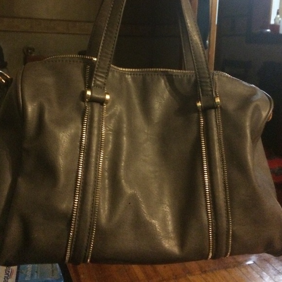 Gray faux leather bag