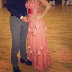 Coral strapless dress