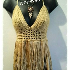 Crochet crop top in gold