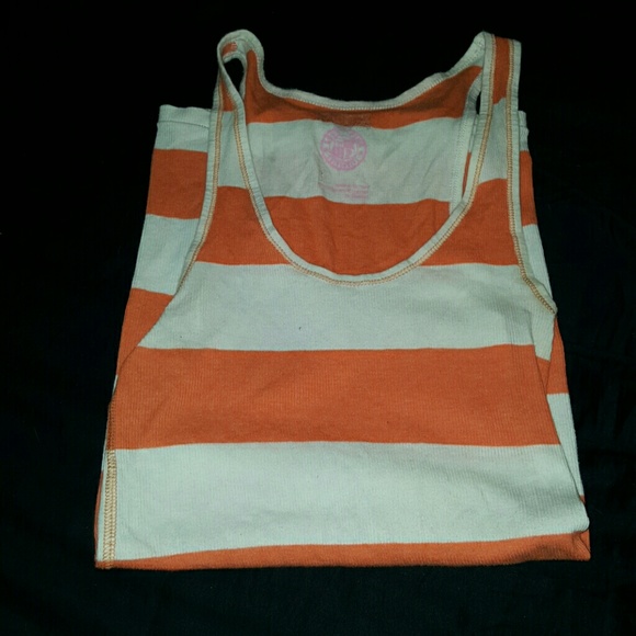 Stripes ! cute  orange love pink tank top