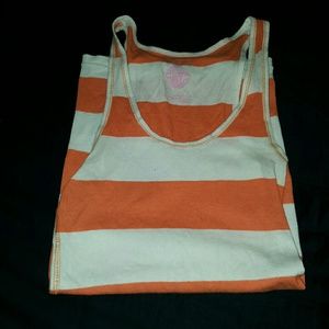 Stripes ! cute  orange love pink tank top