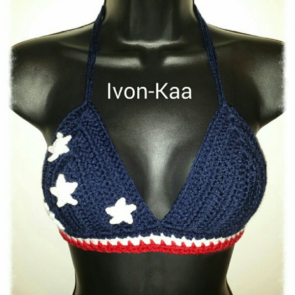 Crochet bra top american flag