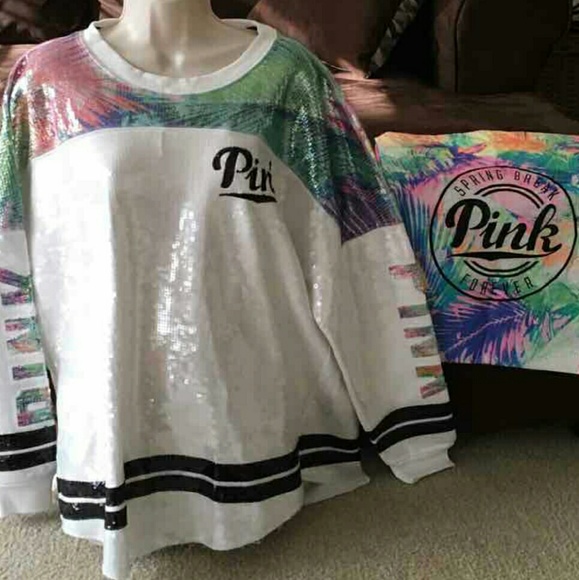 VS PINK LIMITED RELEASE 001 TROPICAL BLING SWEATER - Picture 2 of 4