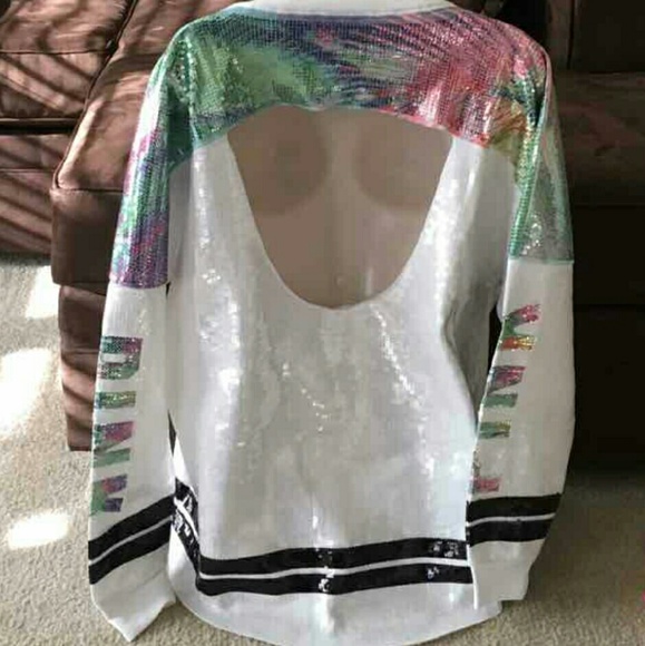 VS PINK LIMITED RELEASE 001 TROPICAL BLING SWEATER - Picture 3 of 4