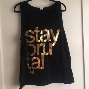 NWOT Umbrella Clothing Stay Brutal gold foil tank