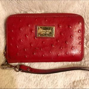 Michael Kors Red Leather Wristlet