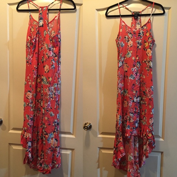 Wet Seal Dresses & Skirts - Red flowered High Lo dress.
