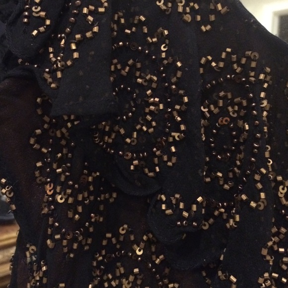 Adrianna Papell Vneck copper bead/black silk - Picture 3 of 4