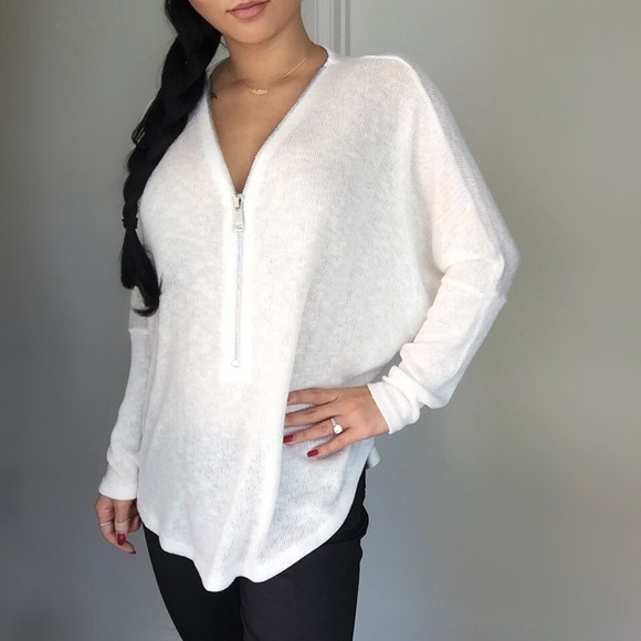 "Ivory Zipper Knit Dolman" - Picture 2 of 4