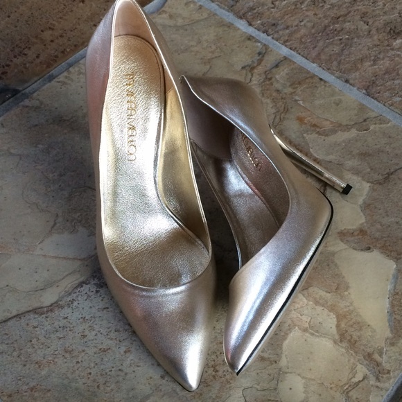 🍃💕NIB Tamara Mellon Metallic Voluptuous Nappa Leather Pumps