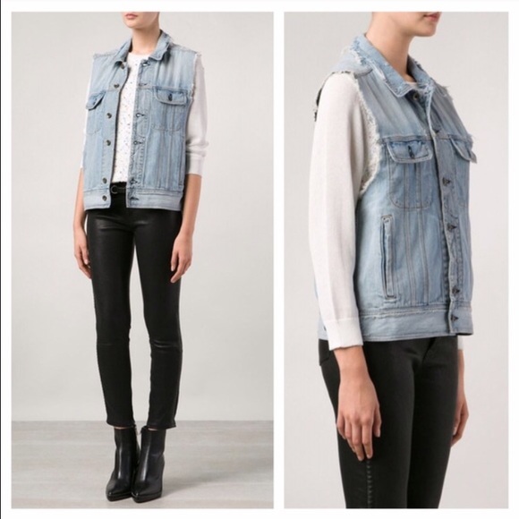 Rag & Bone denim boyfriend distressed Vest Beckton