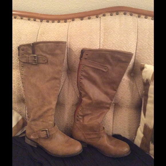 Mid calf tan boots