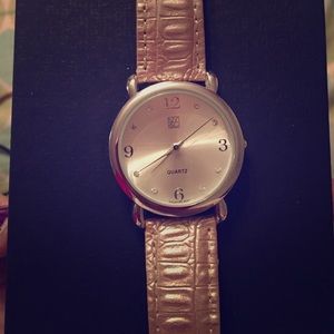 Blush and silver watch