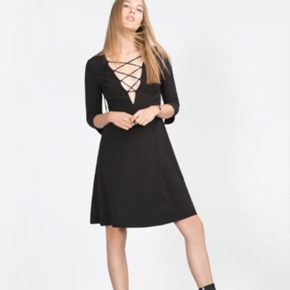 Laced up flare dress