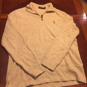 Men's Ralph Lauren Half Zip Sweater- Tan