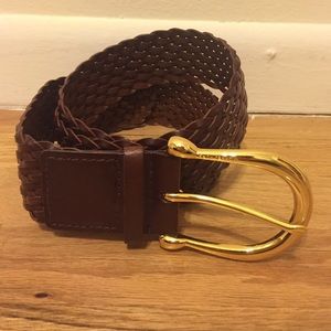 Michael Kors Brown Leather Belt with Gold Buckle
