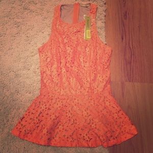 Orange lace peplum Gianni Bini top