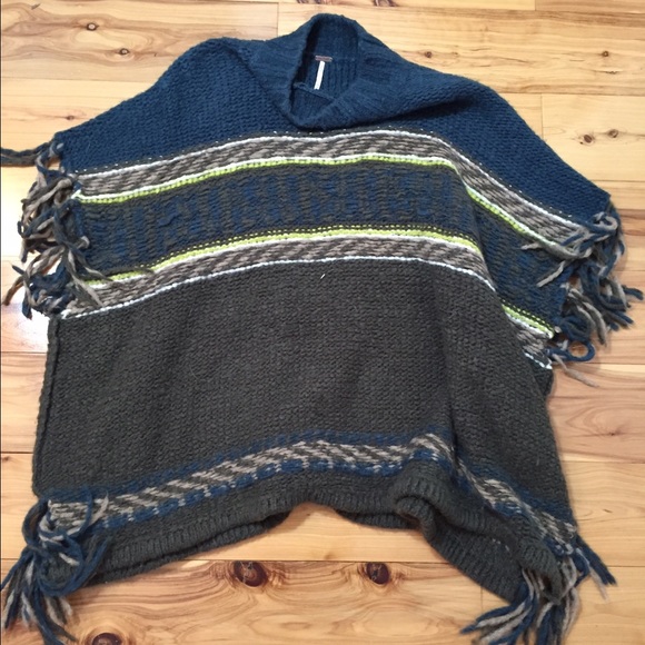 Free People fringe poncho sweater