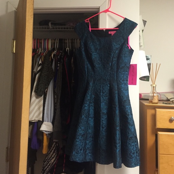 Betsey Johnson- regal teal brocade dress