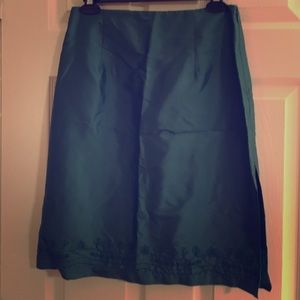 100% silk turquoise pencil skirt w/ slit