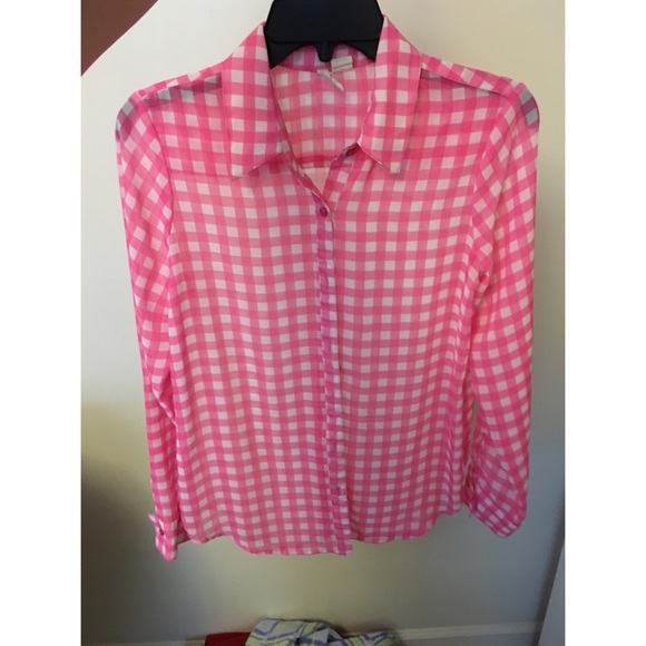 Pink and white shirt (sheer material)