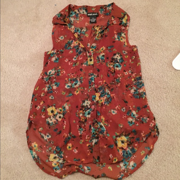 Floral button up tank