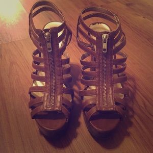 Brown strappy Jessica Simpson wedges