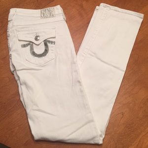 White True Religion Jeans with Silver Sequence