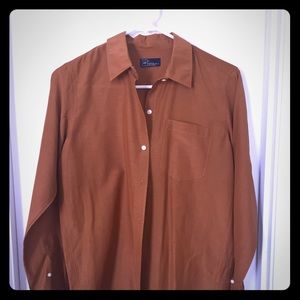 Camel color button up shirt