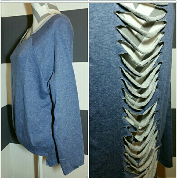 💋LAST ONE 💋SLASHED sweatshirt NWOT - Picture 3 of 4