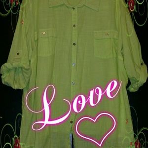 Gorgeous Light Lime/Neon Green Shirt, Size 3XL