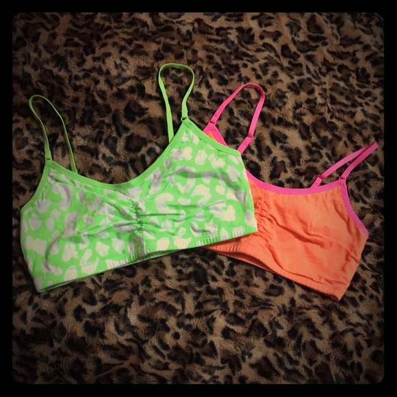 Two Cotton Sports Bra Crop Tops Size 36