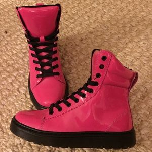 Dr. Martens PC MIX Hi top boots, hot pink, size 7