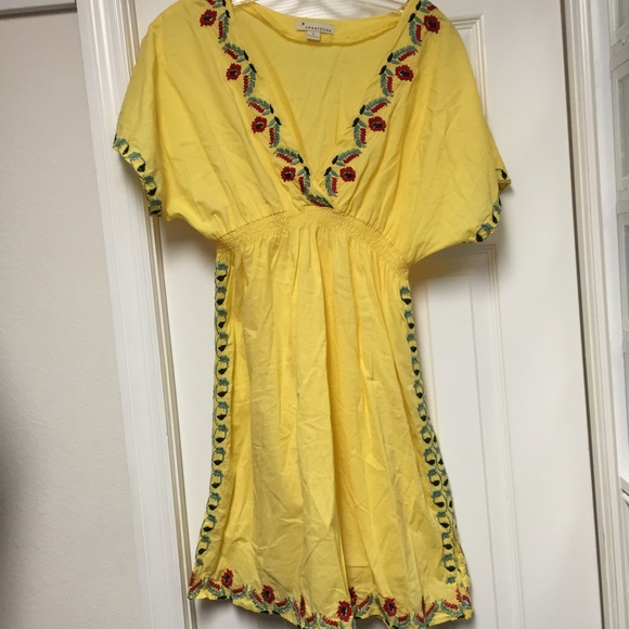❌SOLD❌Forever 21 Yellow Embroidered Trim Dress