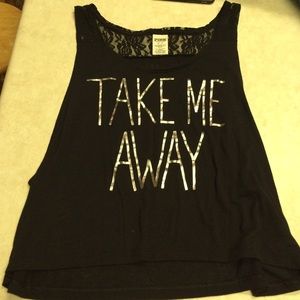 VS Pink Black Muscle Tank