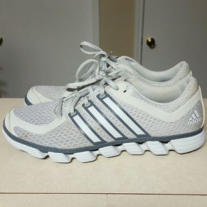 Adidas silver and white  athletic shoes