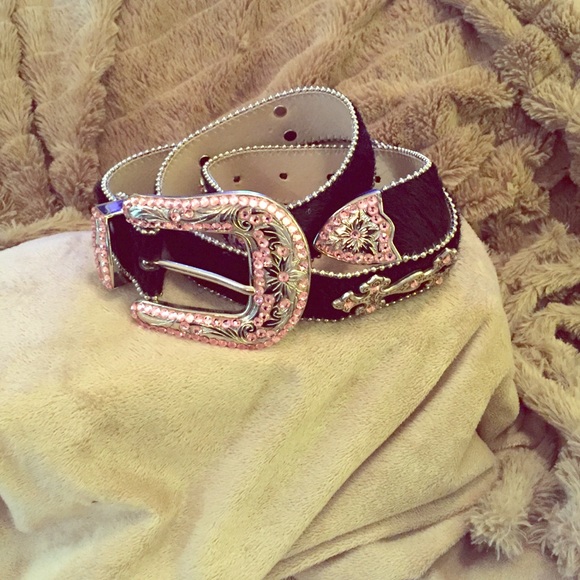 BB Simon Black Cowhide & Swarovski Belt - Picture 1 of 3