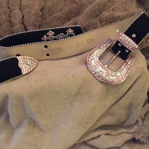 BB Simon Black Cowhide & Swarovski Belt - Picture 2 of 3