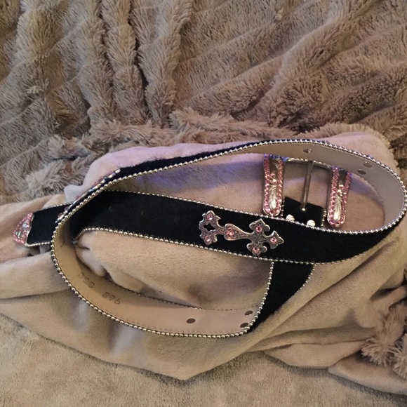 BB Simon Black Cowhide & Swarovski Belt - Picture 3 of 3