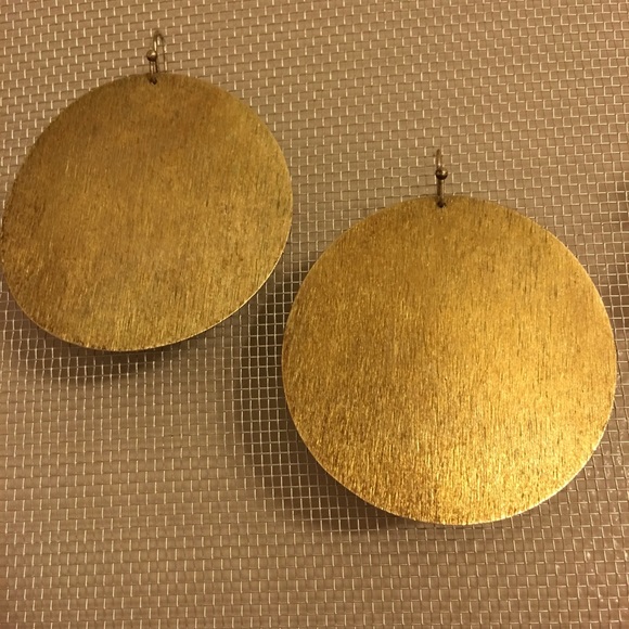 Large gold disc earrings