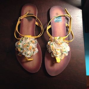 Yellow floral sandals
