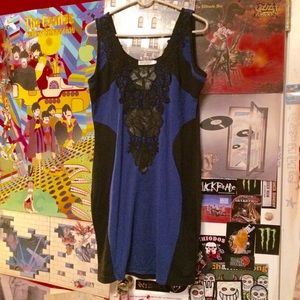 Black/Blue plus size body con dress