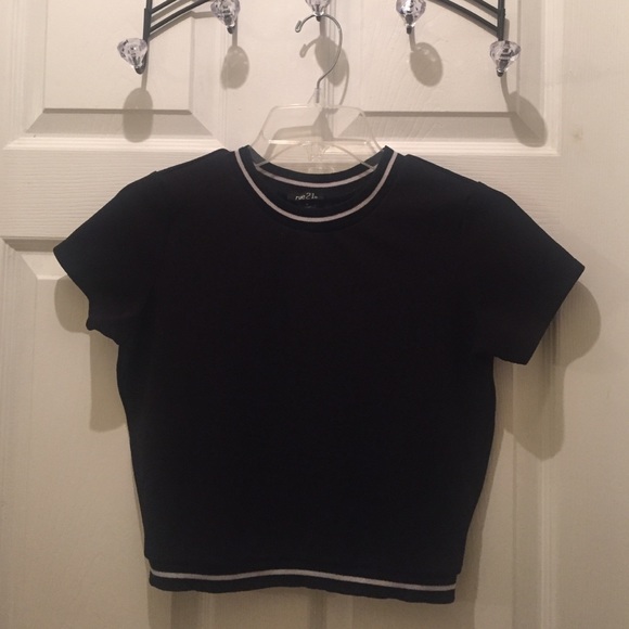 Black and white navy style crop top